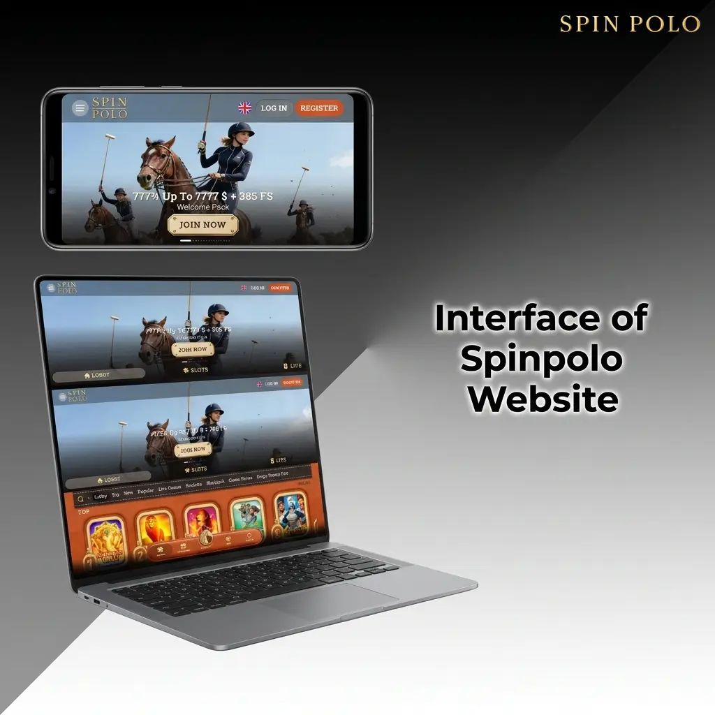 Spinpolo website interface showing top navigation bar with Sports, Casino, Live Casino, eSports, and Promotions tabs