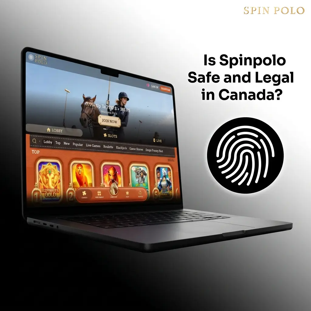 Spinpolo casino interface showing SSL encryption and responsible gaming features for Canadian players