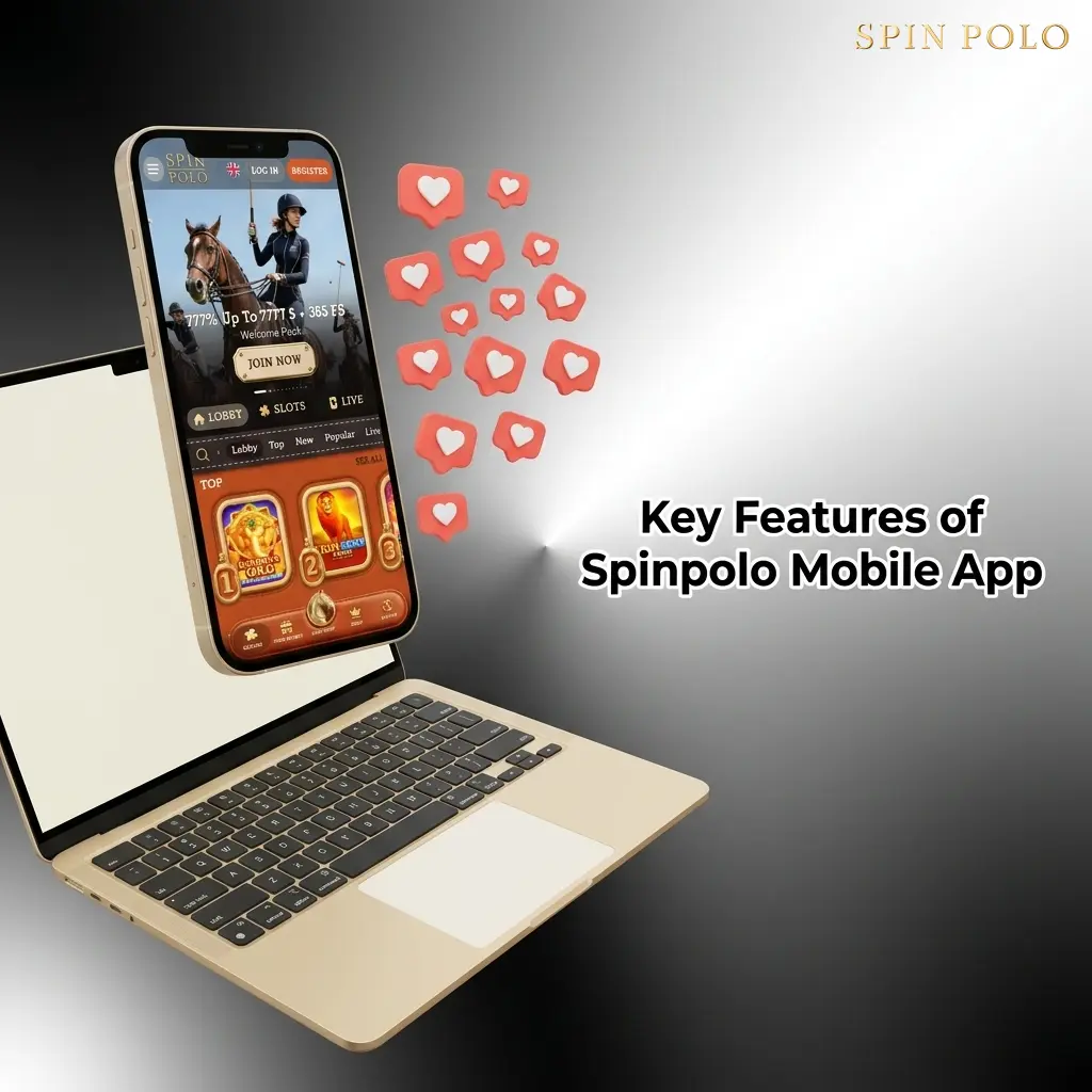 Spinpolo mobile app features including CAD support, crypto payments, live dealer games, and 24/7 customer support for Canadian players