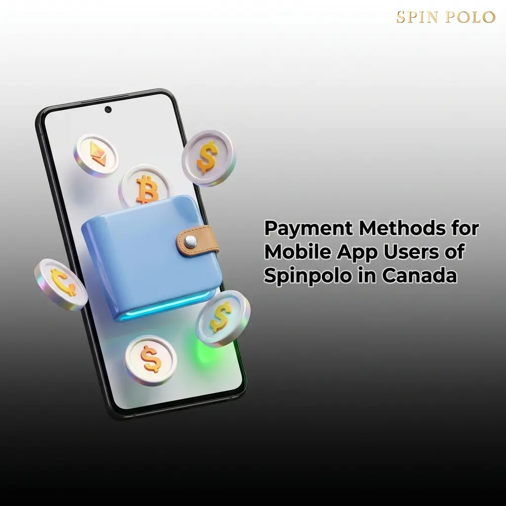 Spinpolo Canada mobile app payment methods including VISA, Mastercard, e-wallets, Apple Pay, Google Pay, and cryptocurrencies