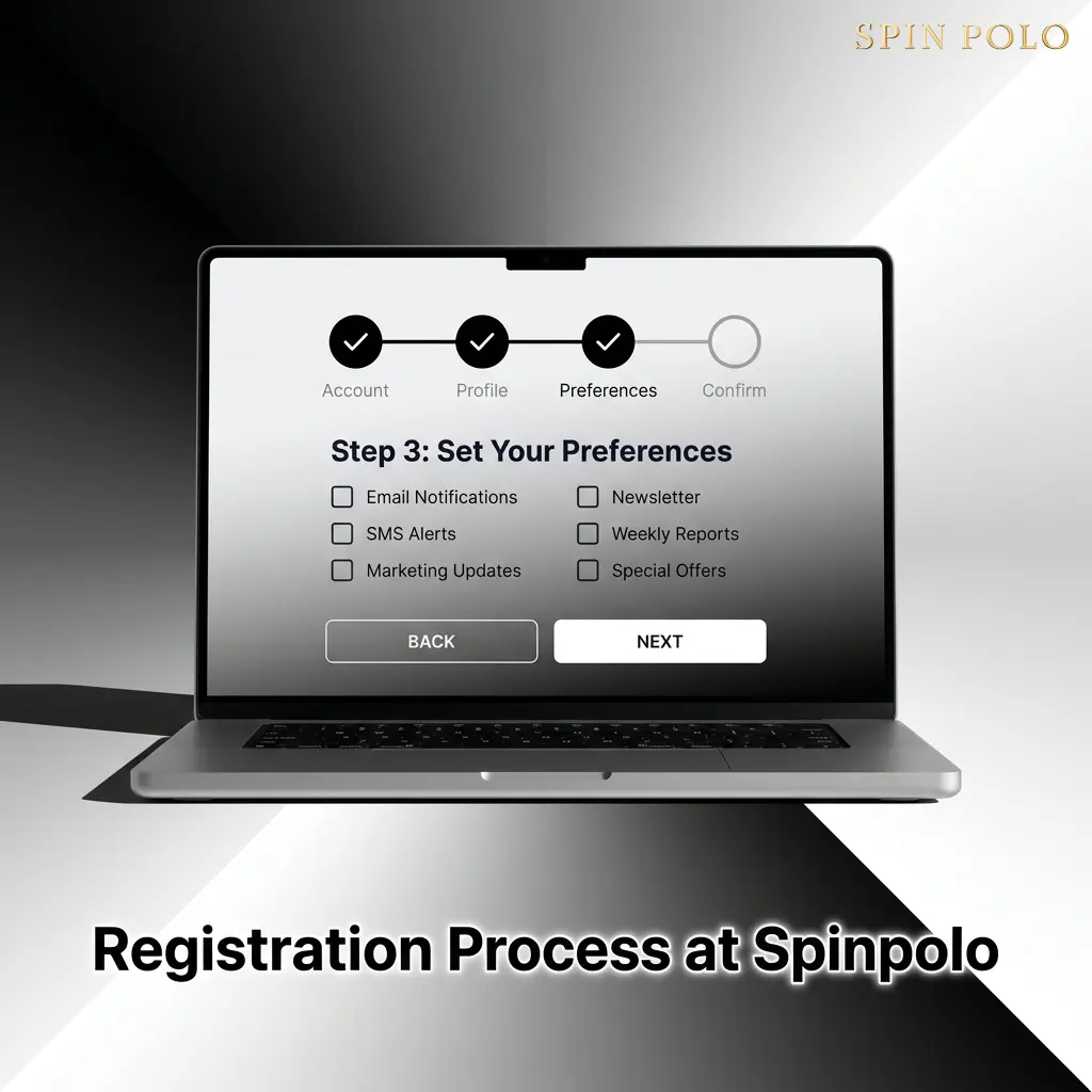 Spinpolo registration steps showing account creation process to claim 777% welcome bonus up to 7777 CAD and 385 free spins