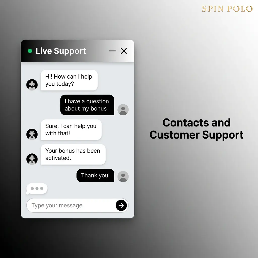 Spinpolo casino customer support options including live chat, email, and FAQ help centre for Canadian players